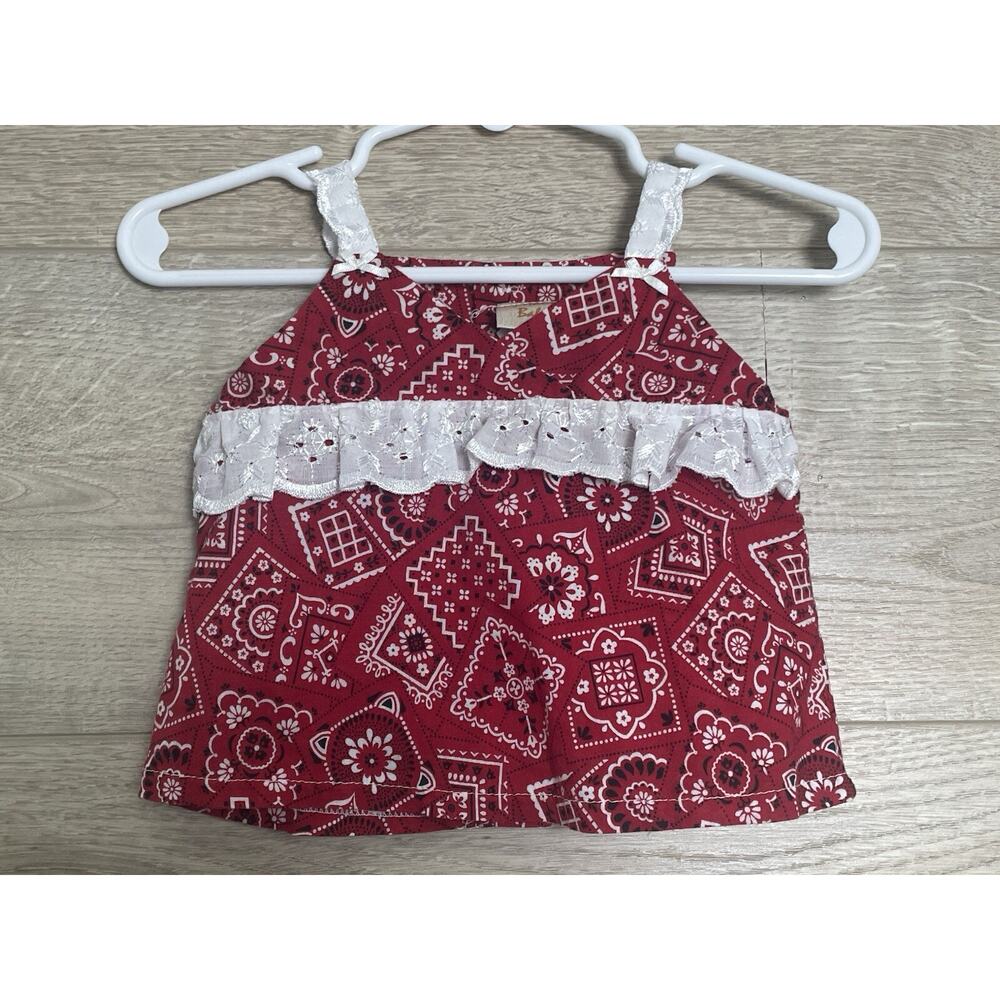 Haute Baby 12 Months Red White Bandana Tank Top Button Up Back